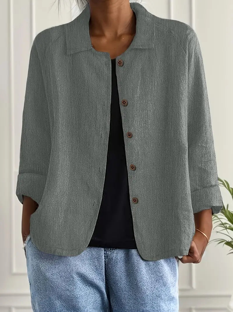 Rivella – Structured fabric shirt jacket with button placket