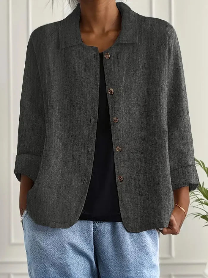 Rivella – Structured fabric shirt jacket with button placket