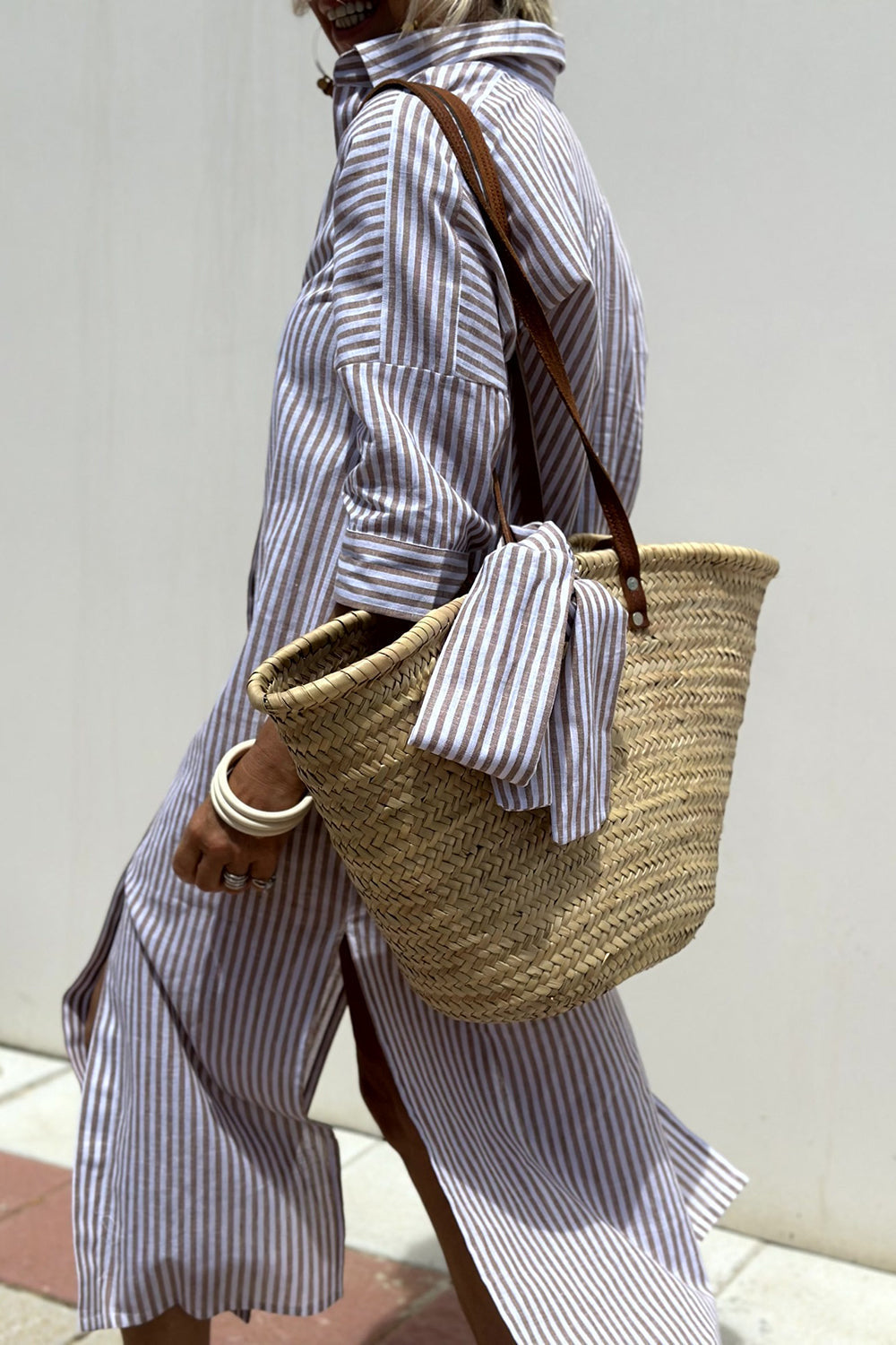 Célestine – Pure Elegance Striped Shirt Dress