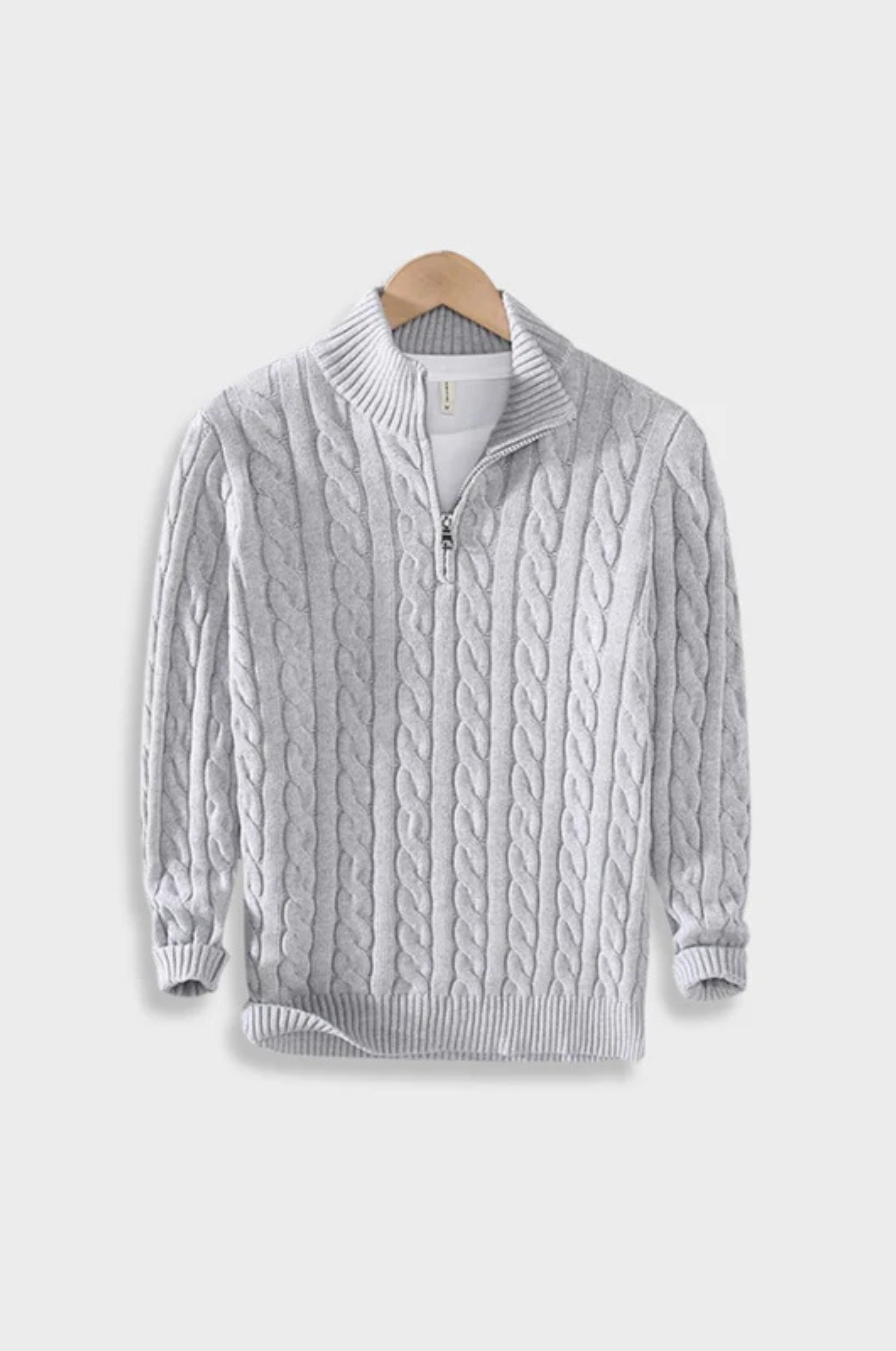 Quilted zip-up sweater