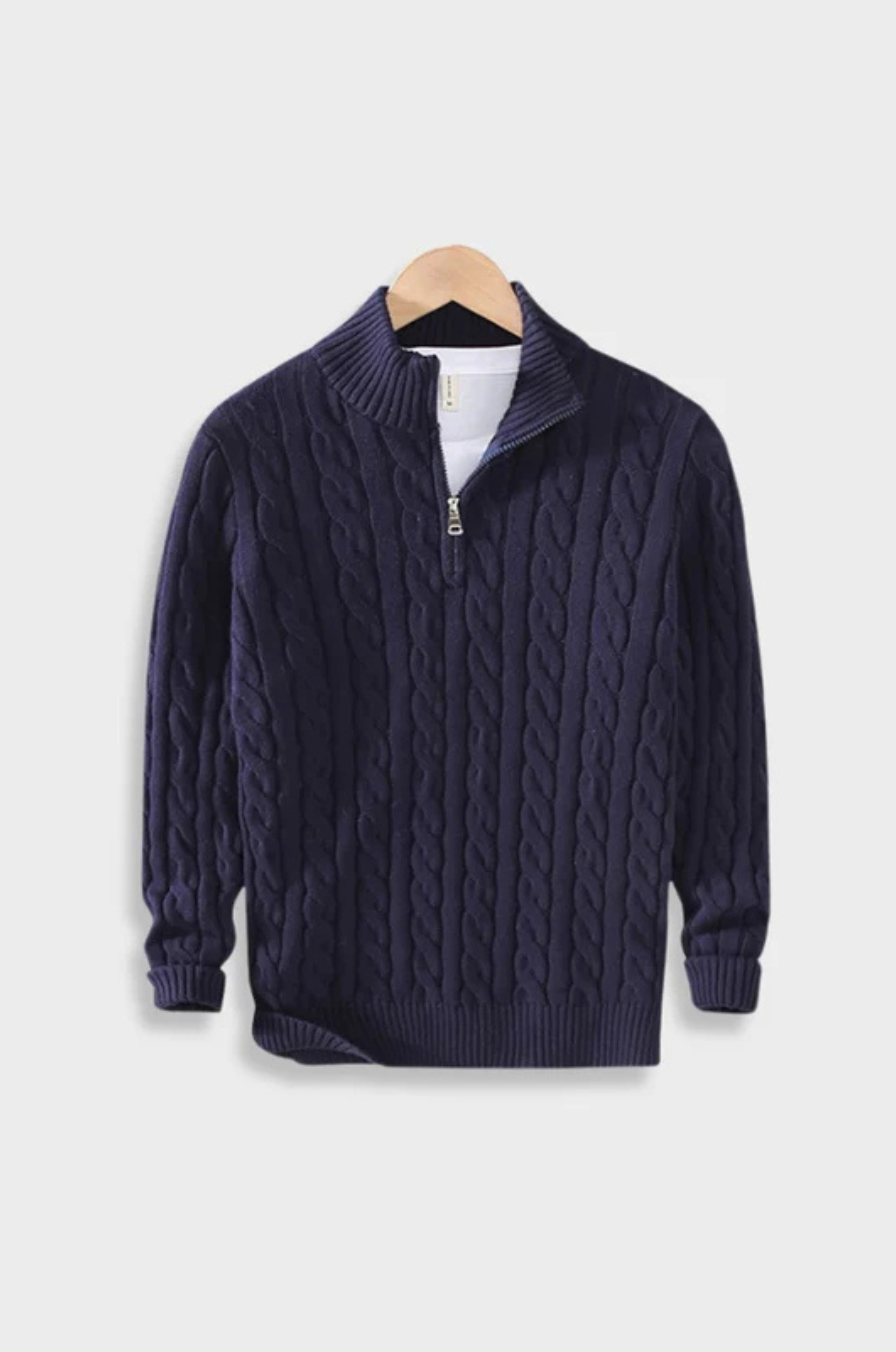 Quilted zip-up sweater