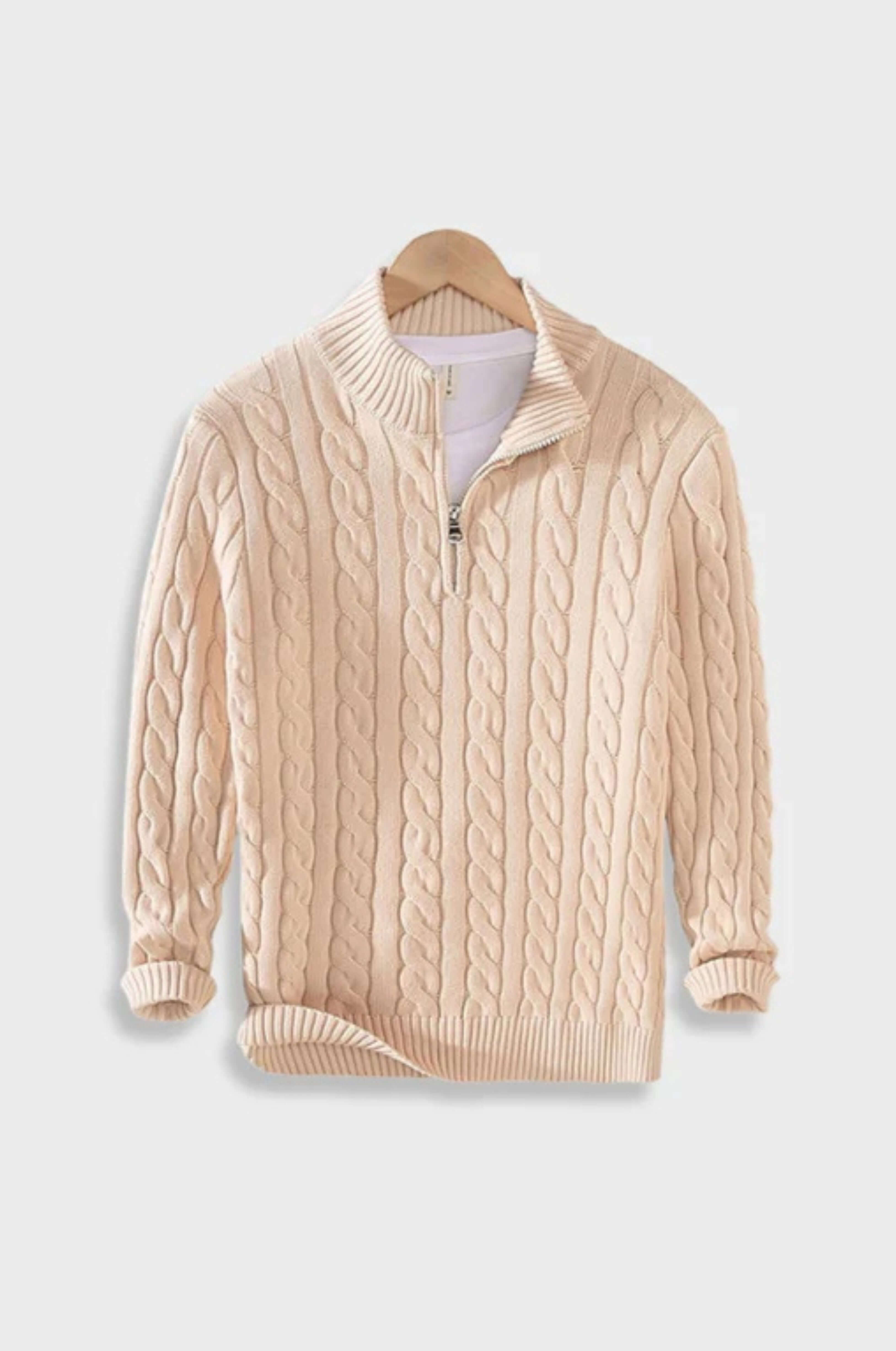 Quilted zip-up sweater