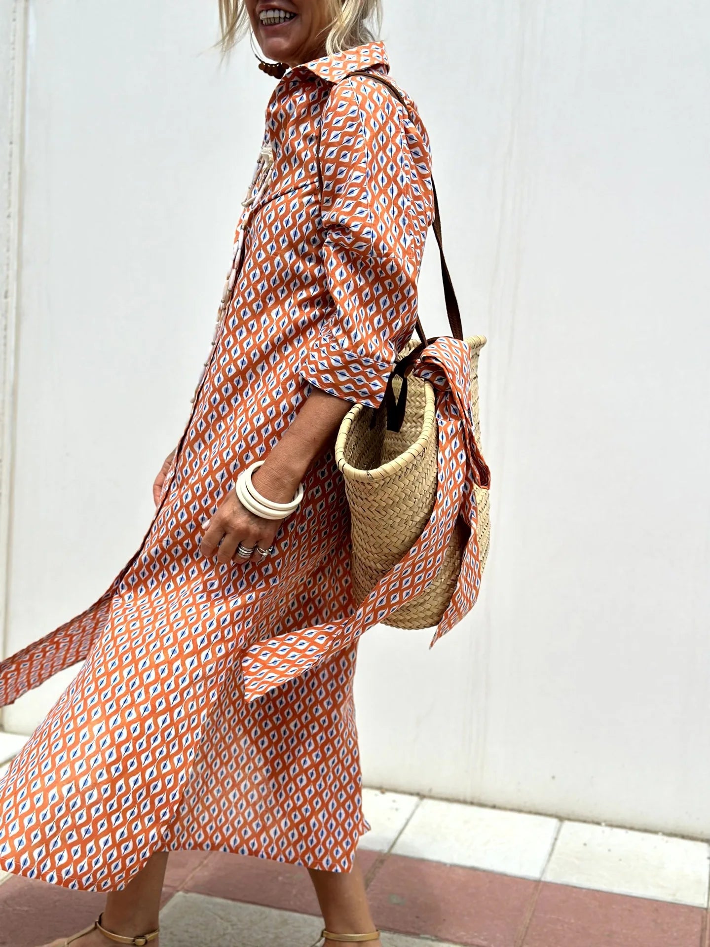 Célestine – Pure Elegance Striped Shirt Dress