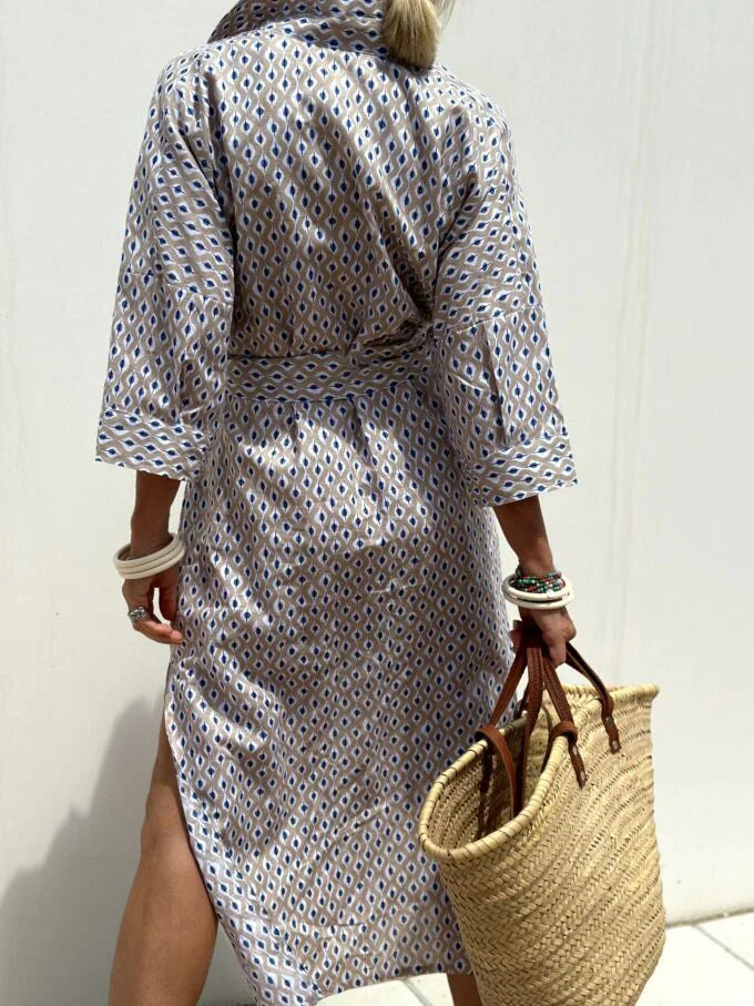 Célestine – Pure Elegance Striped Shirt Dress