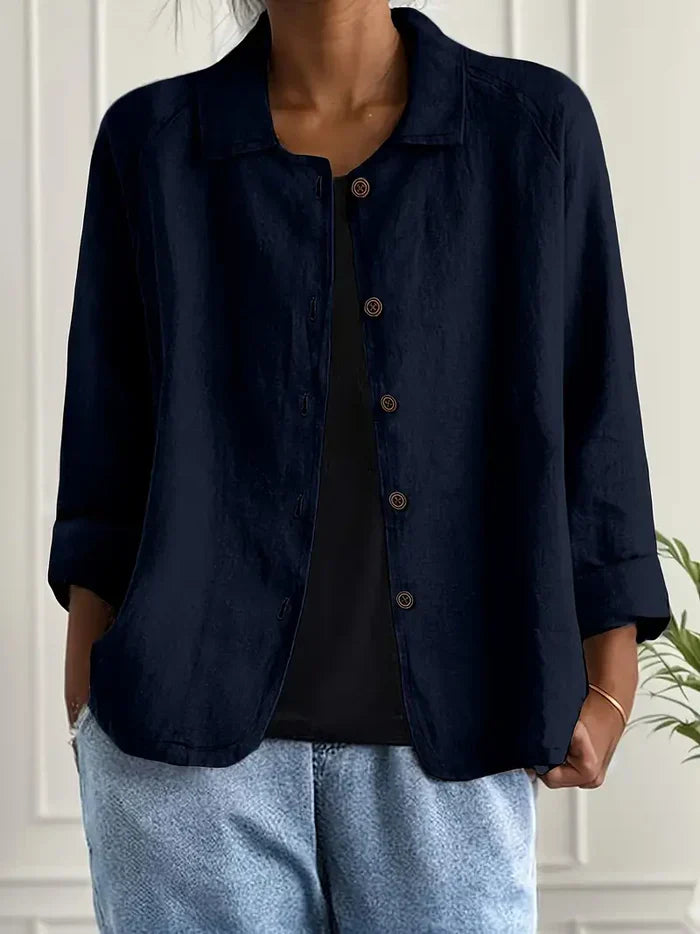 Rivella – Structured fabric shirt jacket with button placket