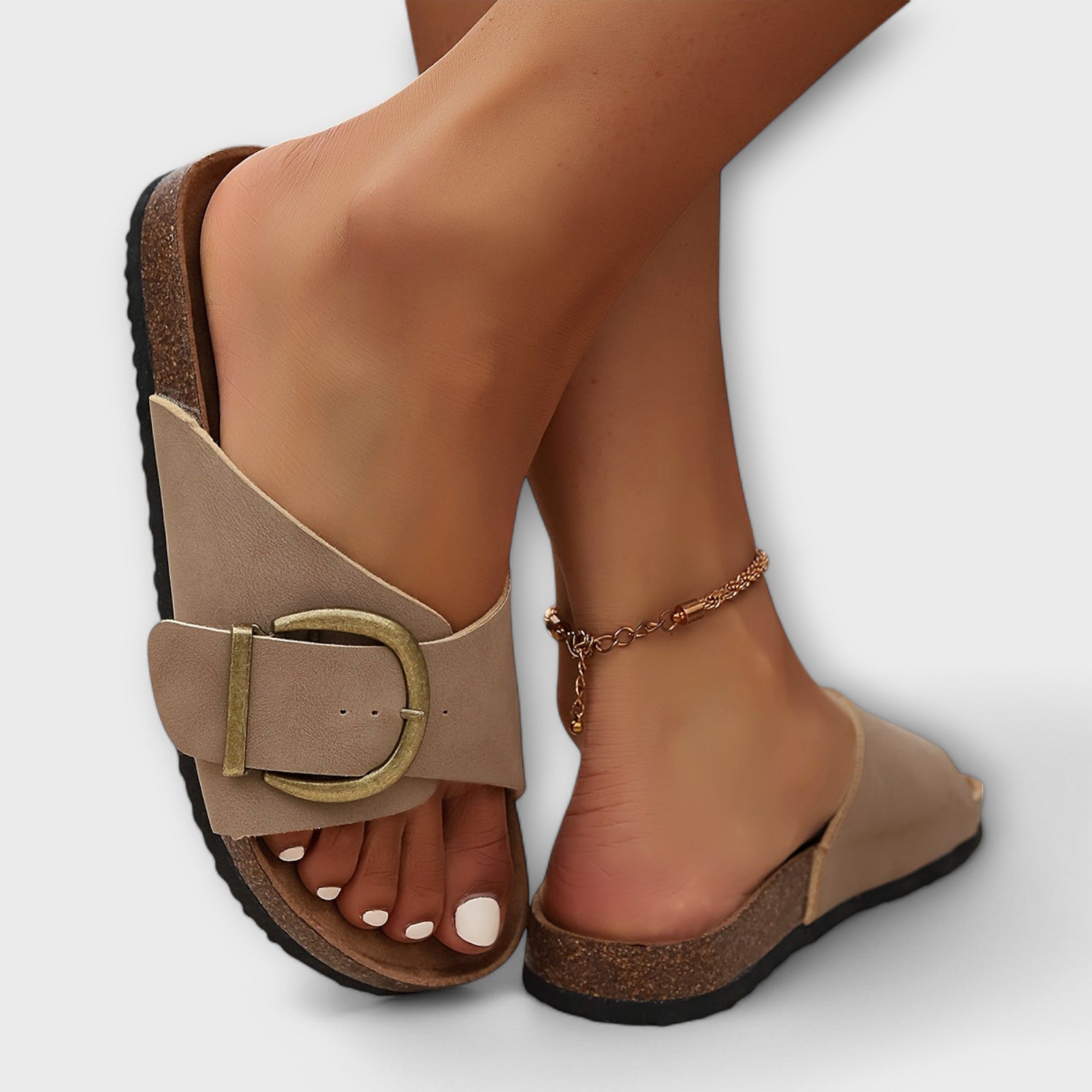 Maelia – Elegant Buckle Slide Sandals