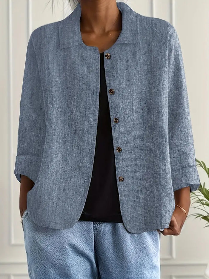 Rivella – Structured fabric shirt jacket with button placket