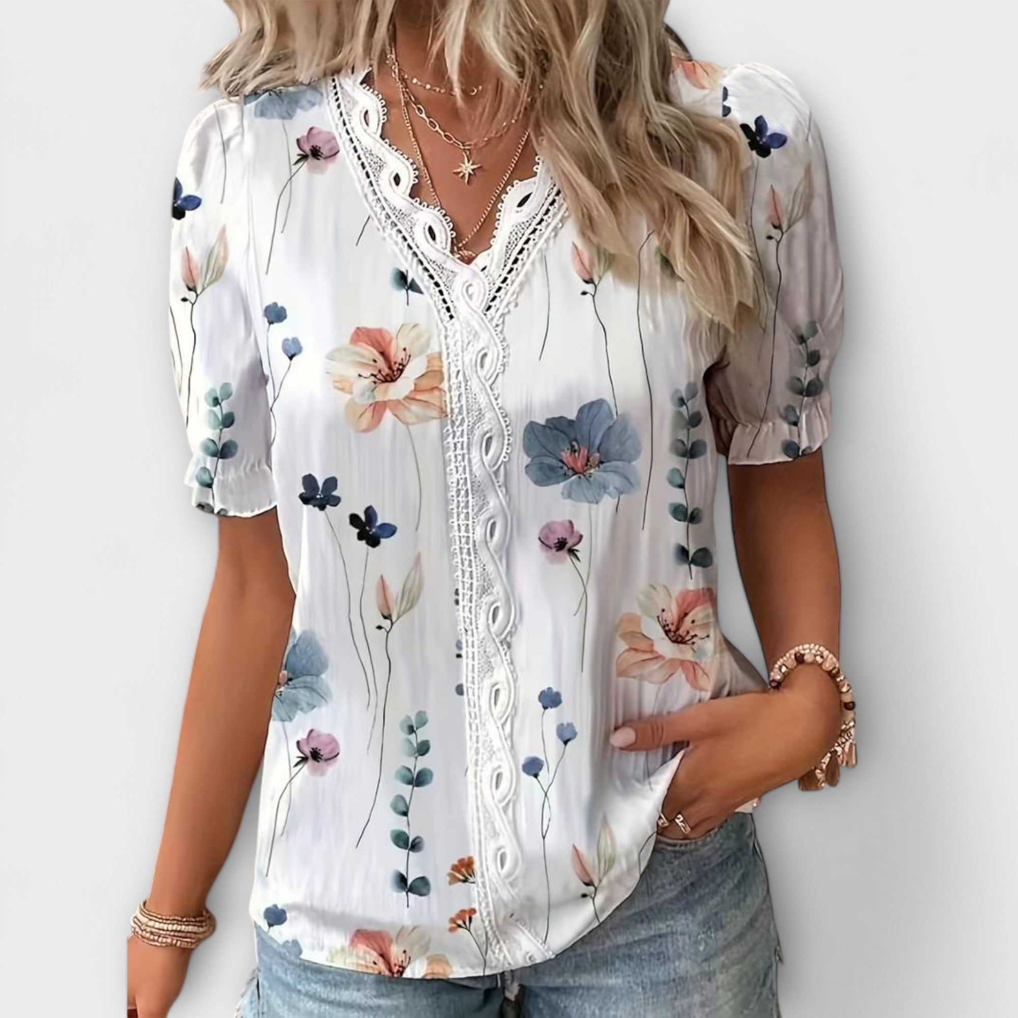 Celvyna | Modern V-Neck Blouse