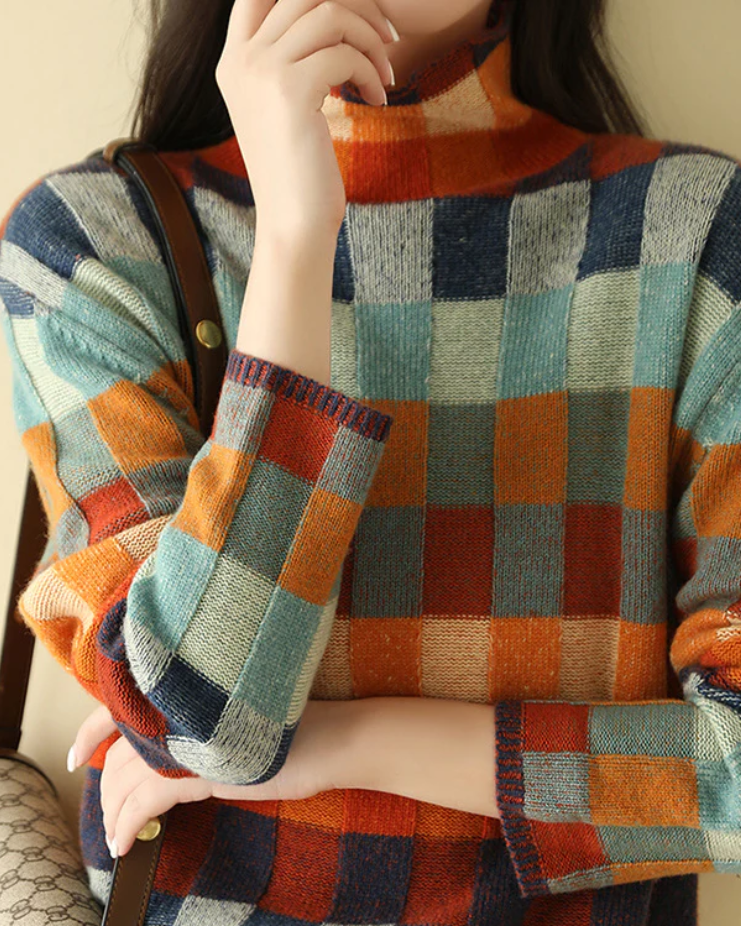 Madi - Luxury Cashmere Patchwork Turtleneck