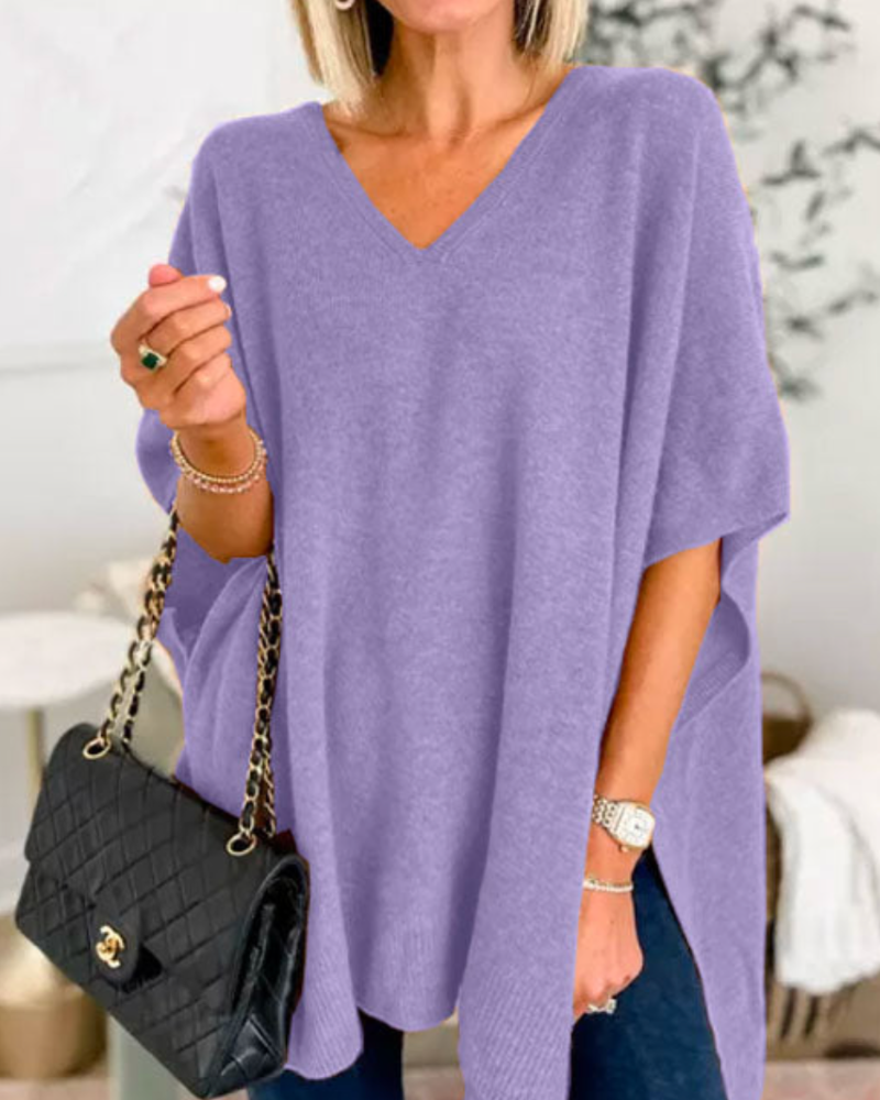 Erica - Slim V-Neck Poncho Sweater