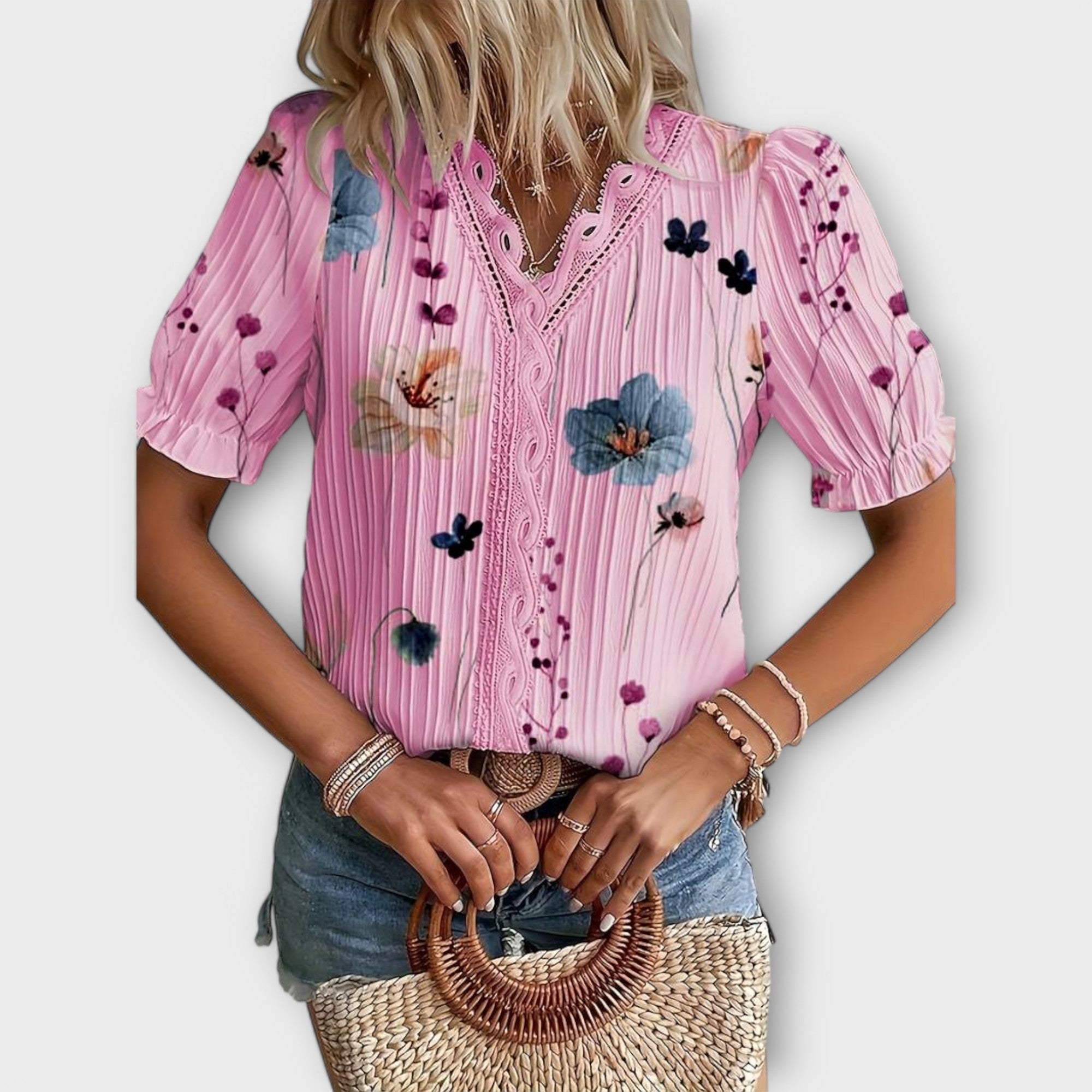 Celvyna | Modern V-Neck Blouse