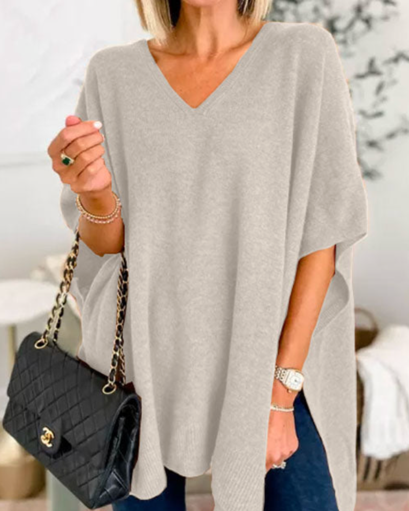 Erica - Slim V-Neck Poncho Sweater