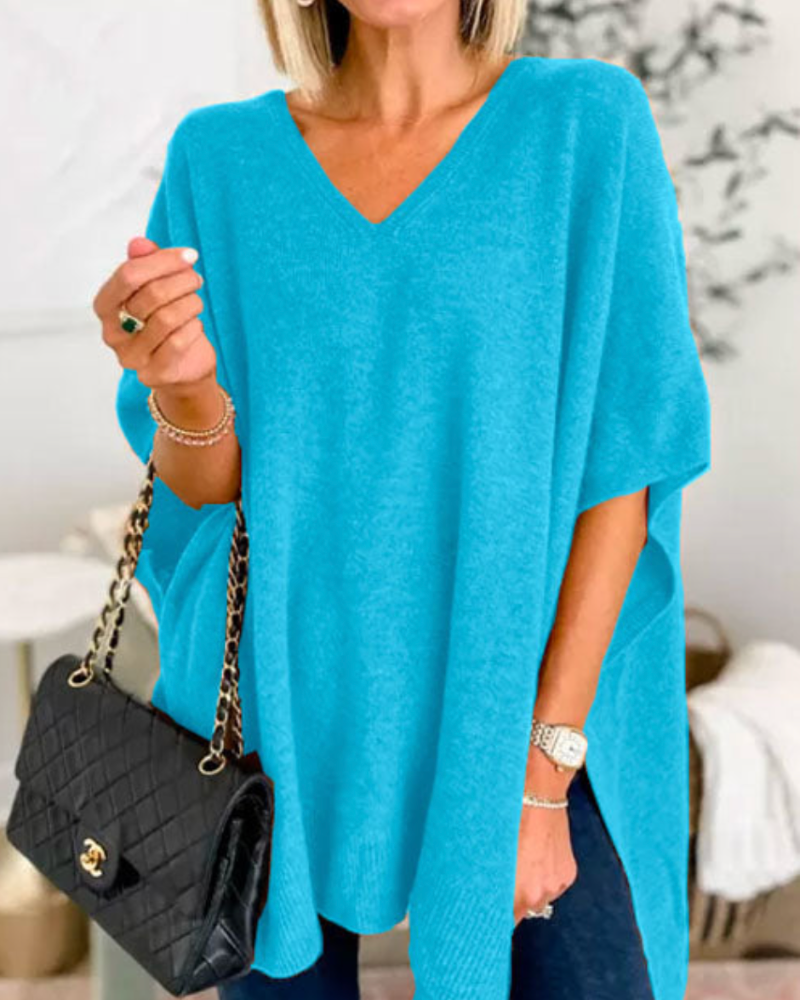 Erica - Slim V-Neck Poncho Sweater