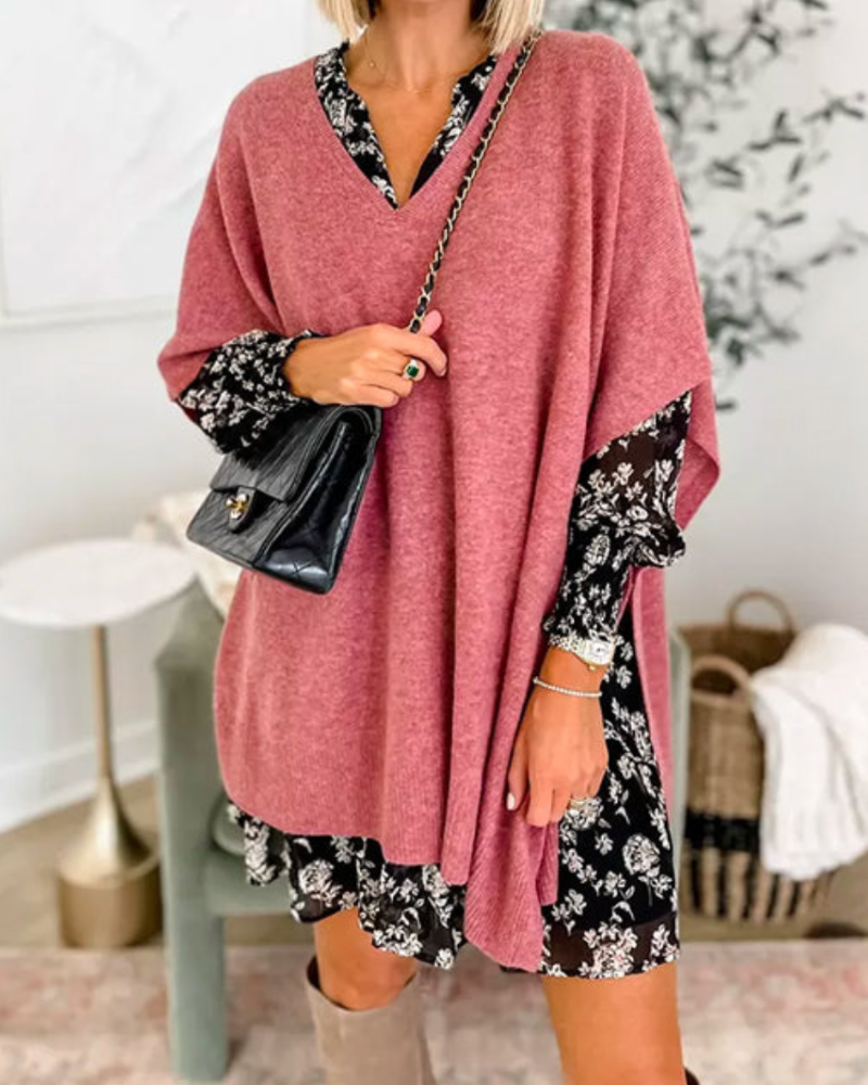 Erica - Slim V-Neck Poncho Sweater