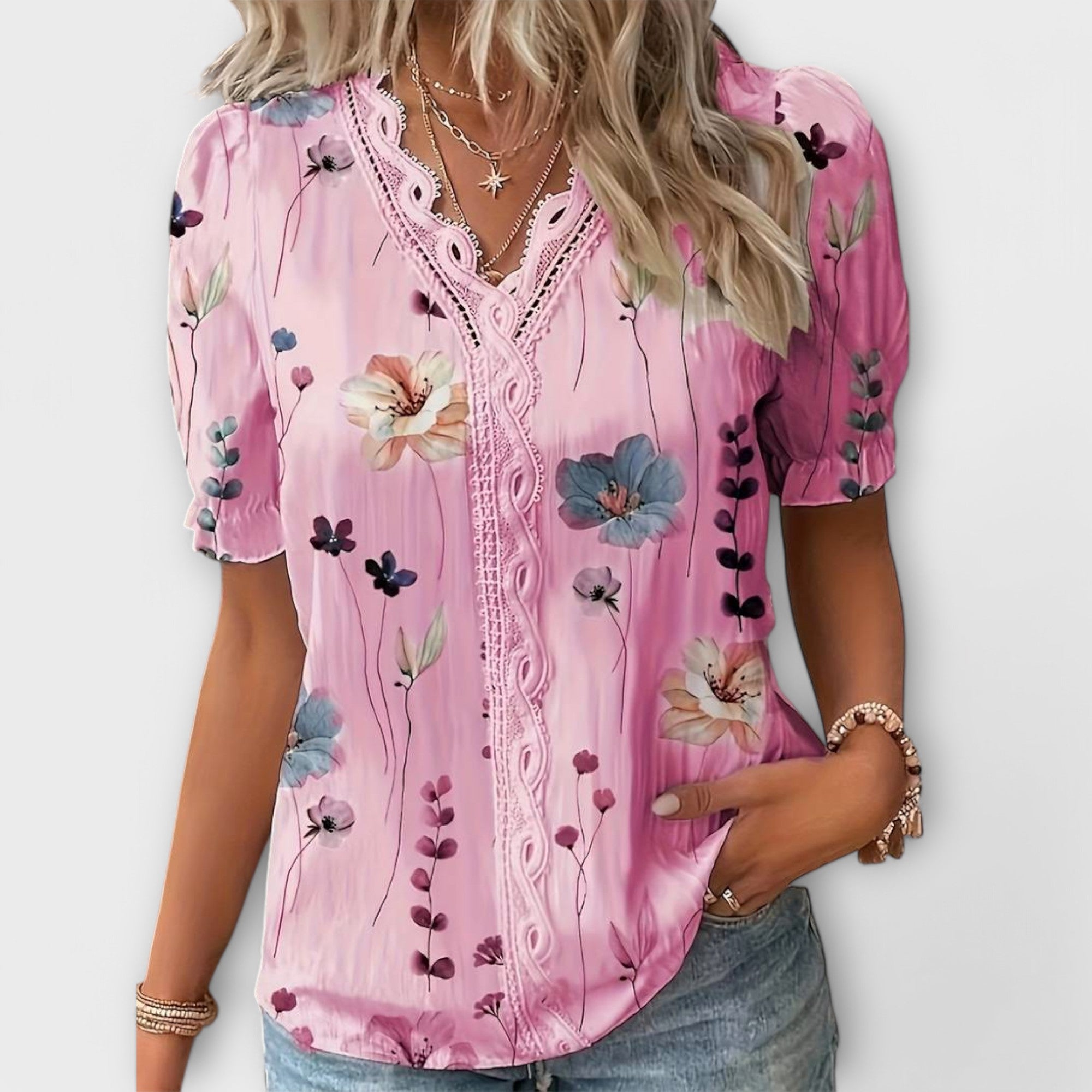 Celvyna | Modern V-Neck Blouse