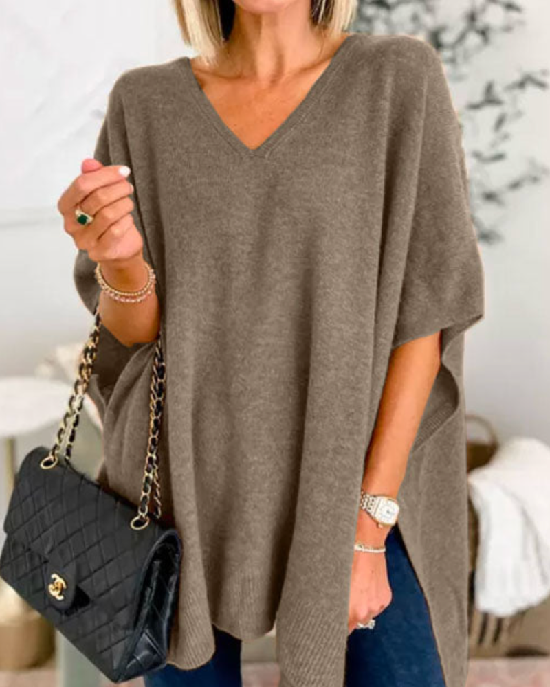 Erica - Slim V-Neck Poncho Sweater