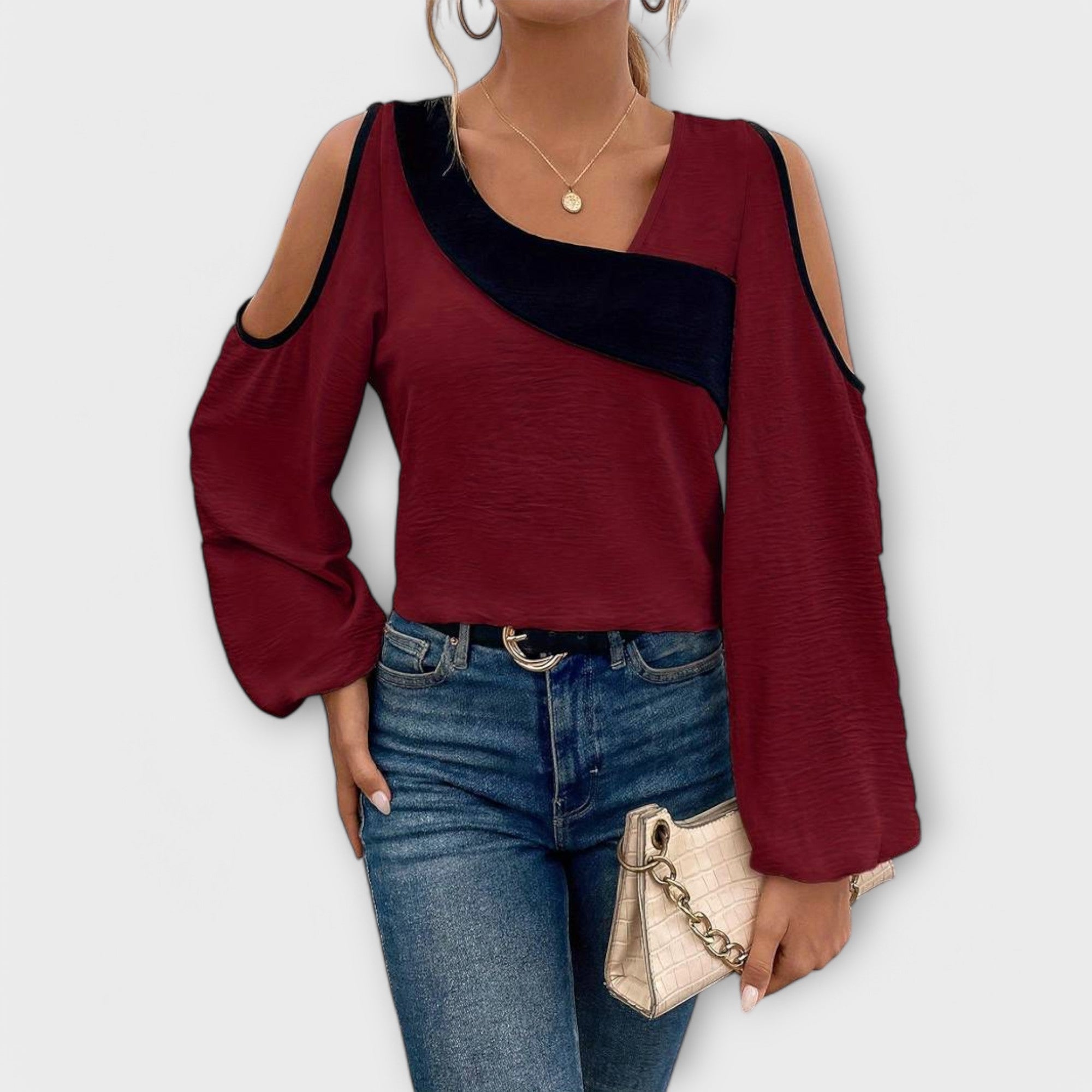 Séra | Two-tone blouse with square neckline