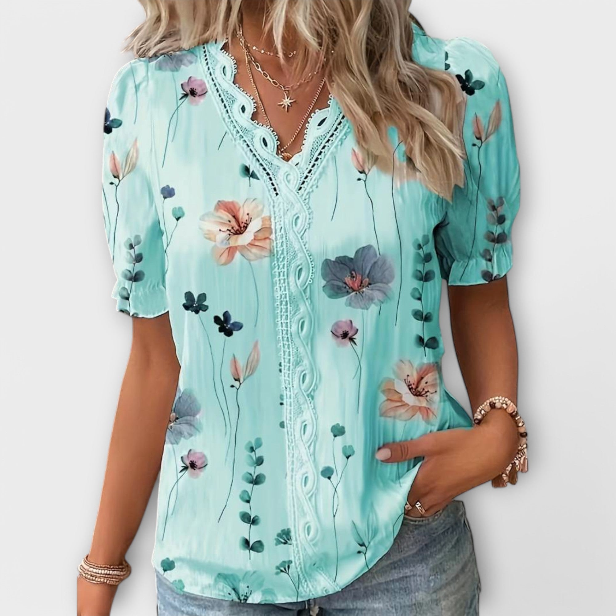 Celvyna | Modern V-Neck Blouse