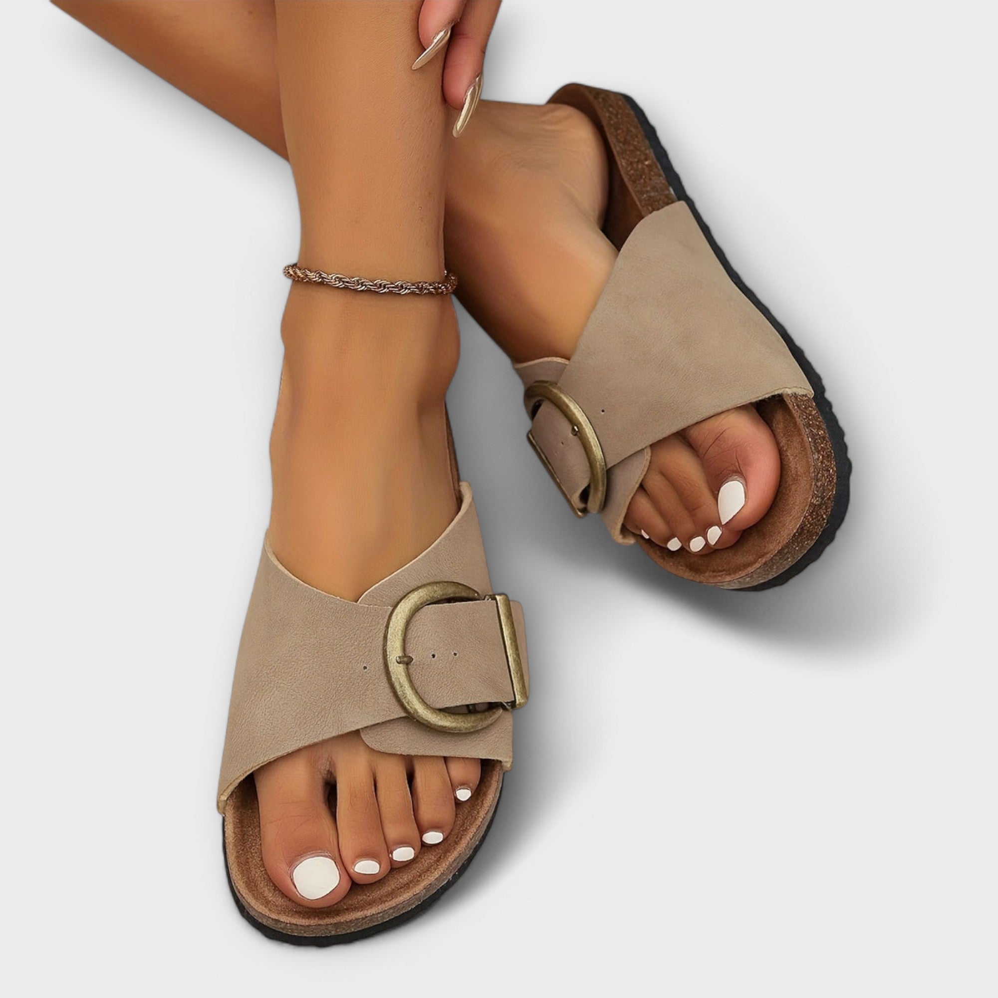 Maelia – Elegant Buckle Slide Sandals