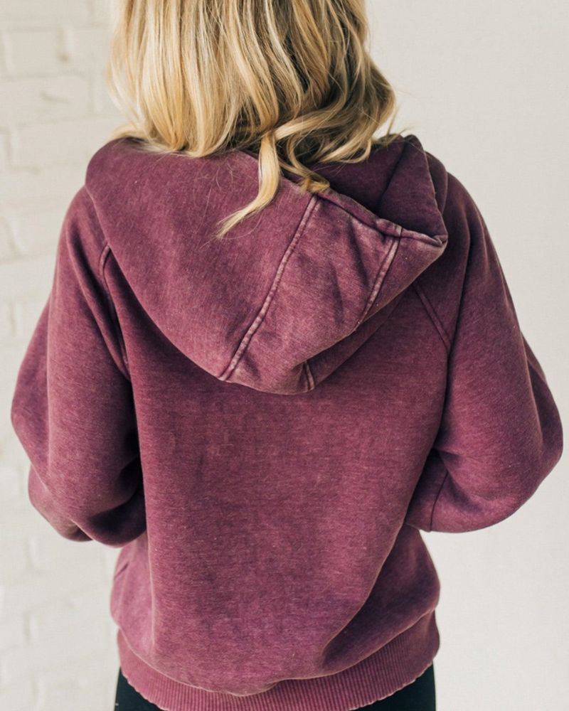 Nalas - Vintage-Effect Fleece Hoodie with Zip and Henley Neck
