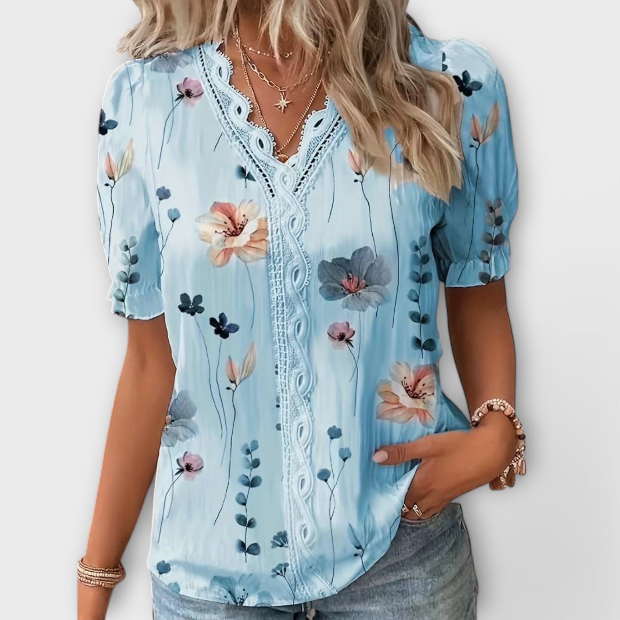 Celvyna | Modern V-Neck Blouse