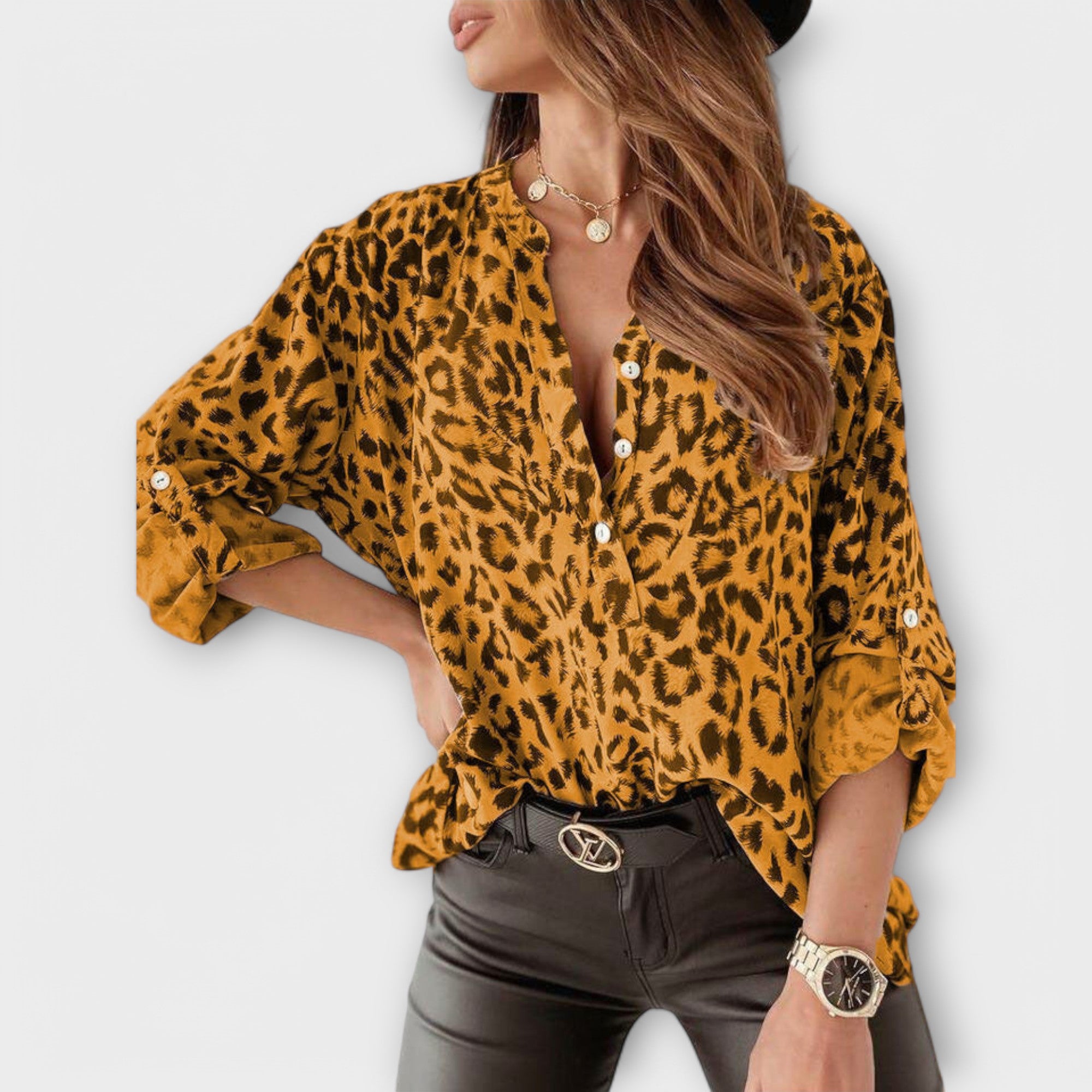 Velina | Leopard Blouse with a Statement Style