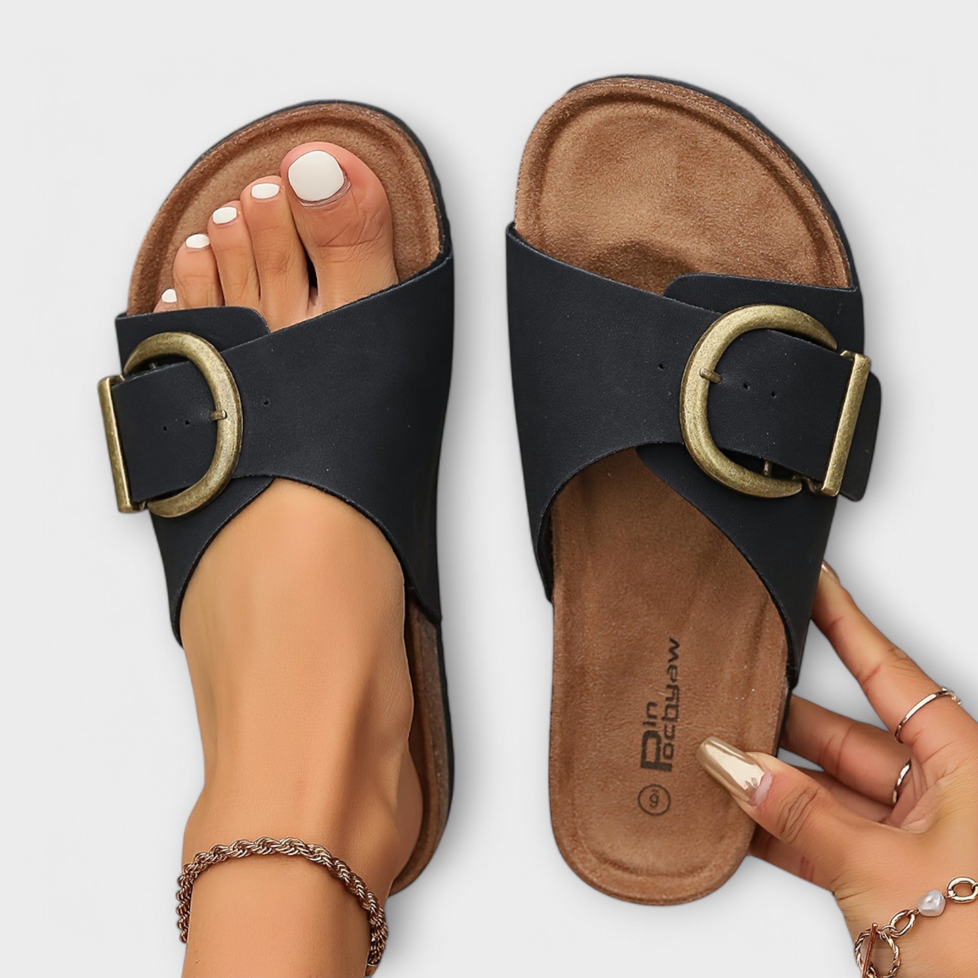 Maelia – Elegant Buckle Slide Sandals