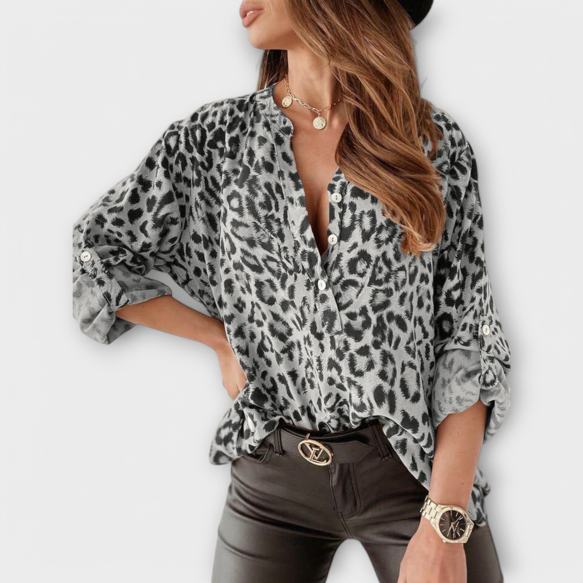 Velina | Leopard Blouse with a Statement Style