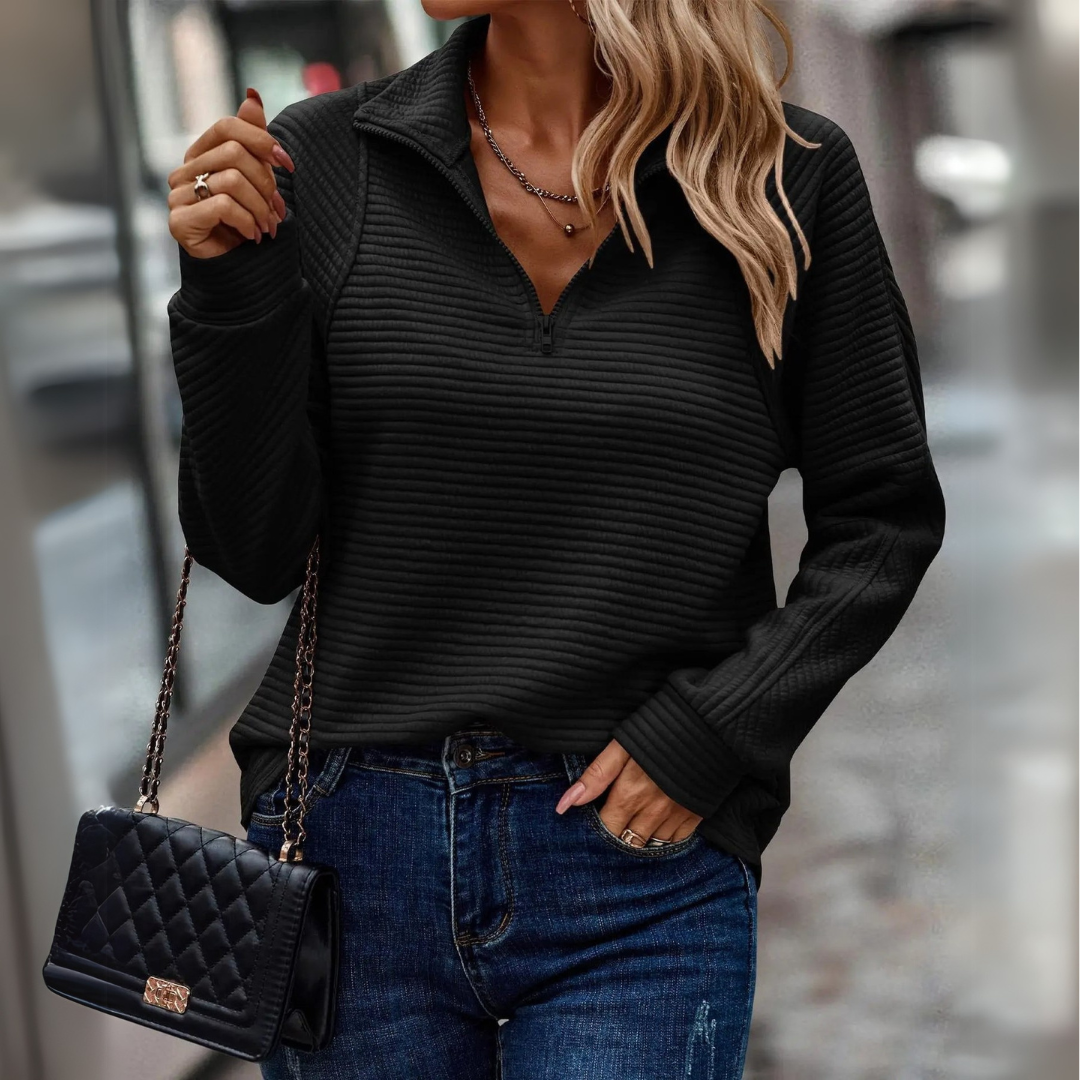 Suzanne – Half Zip Sweater with Detail