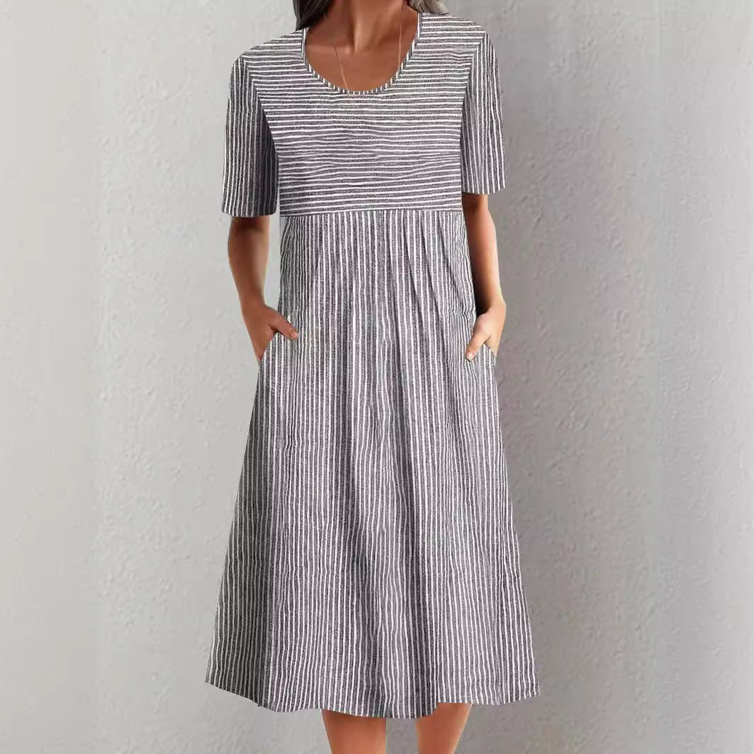 Éloane – Striped Cotton Midi Dress