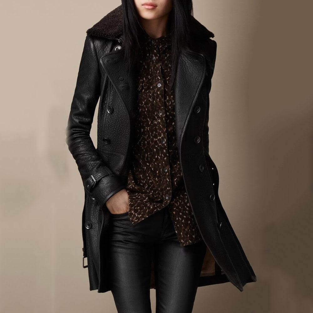 Tanja – Elegant leather trench coat
