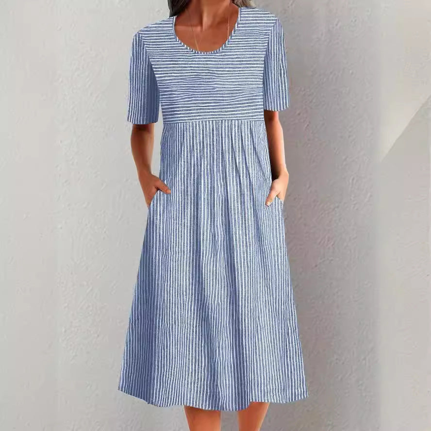 Éloane – Striped Cotton Midi Dress