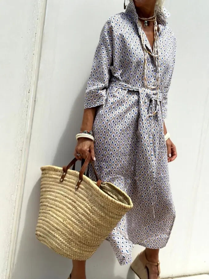 Célestine – Pure Elegance Striped Shirt Dress