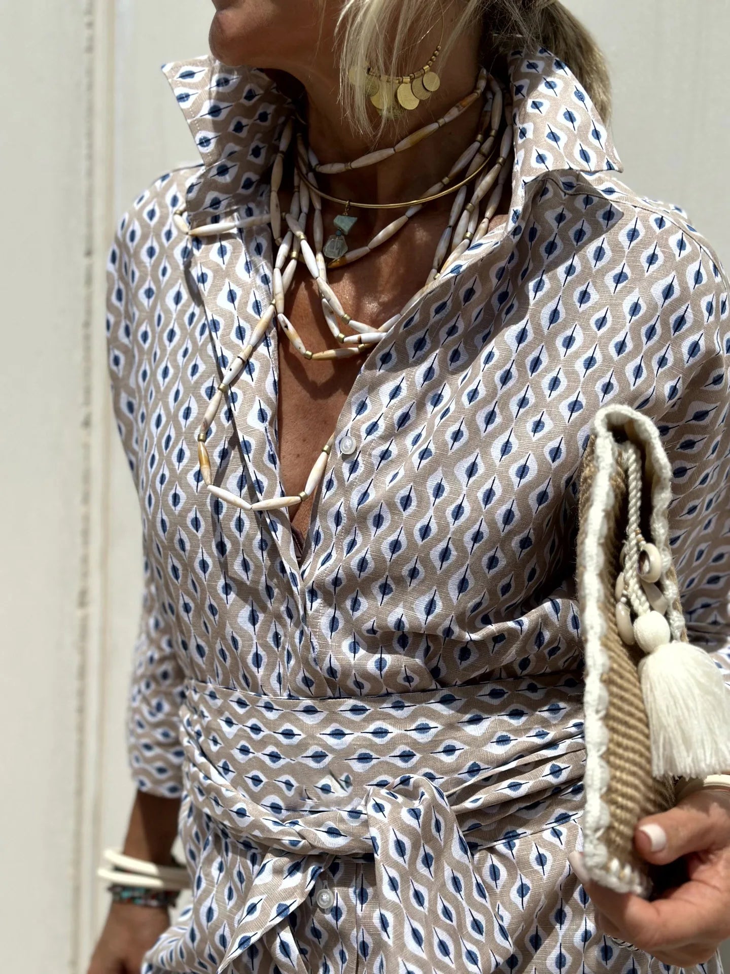 Célestine – Pure Elegance Striped Shirt Dress