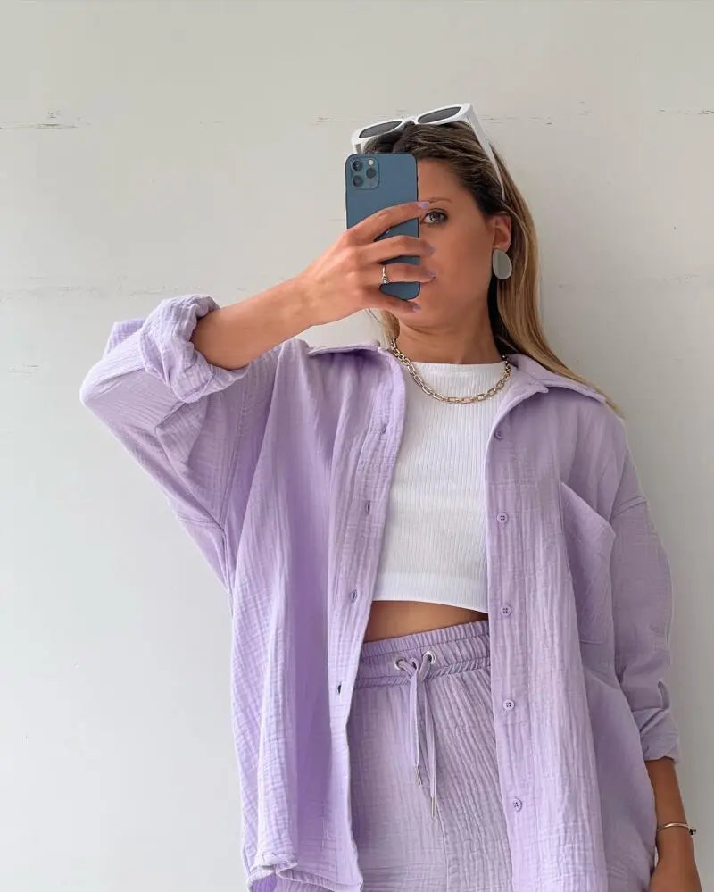 Léandra – 2-piece flowing set in cotton gauze
