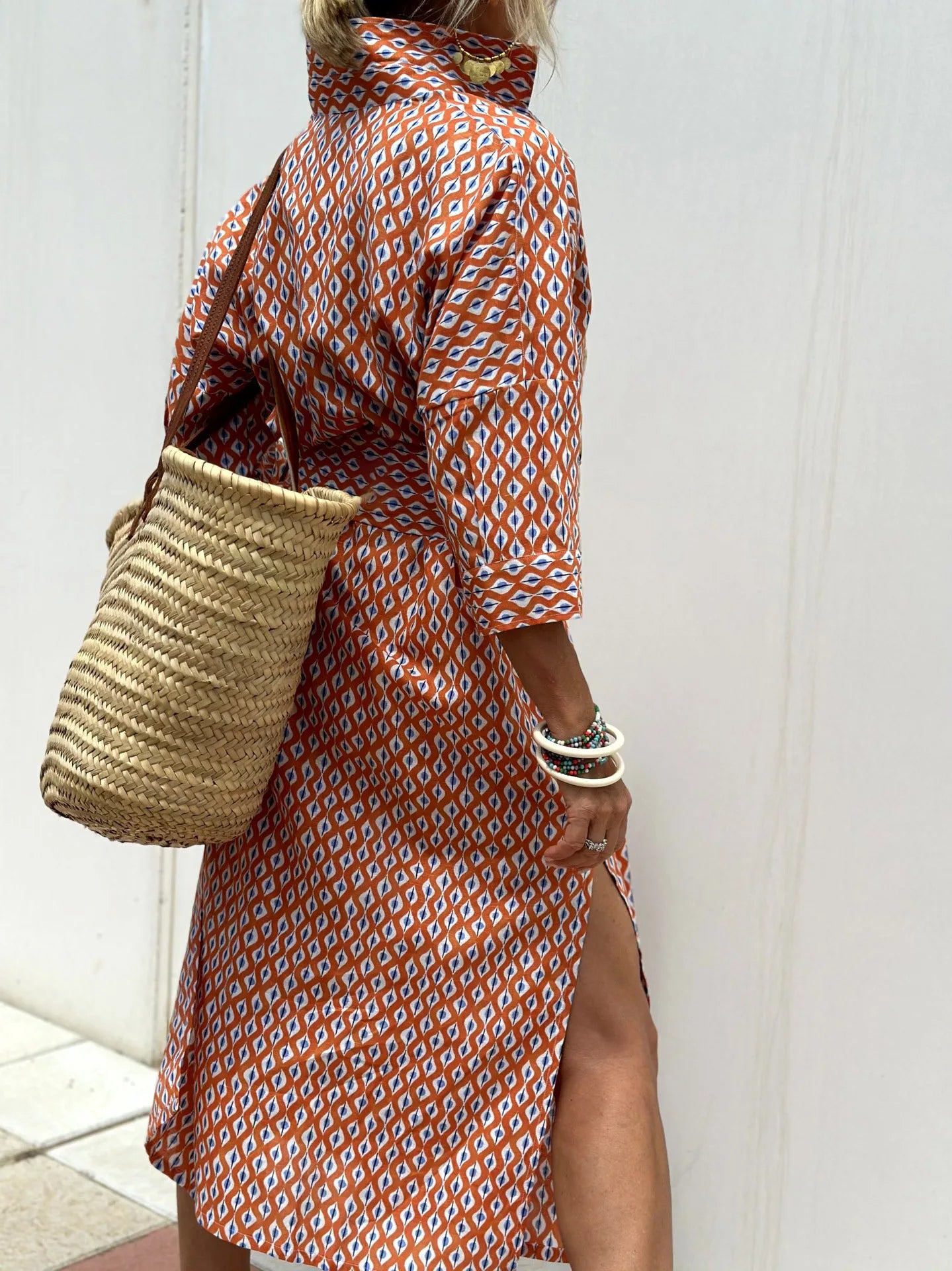 Célestine – Pure Elegance Striped Shirt Dress