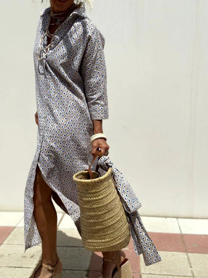 Célestine – Pure Elegance Striped Shirt Dress