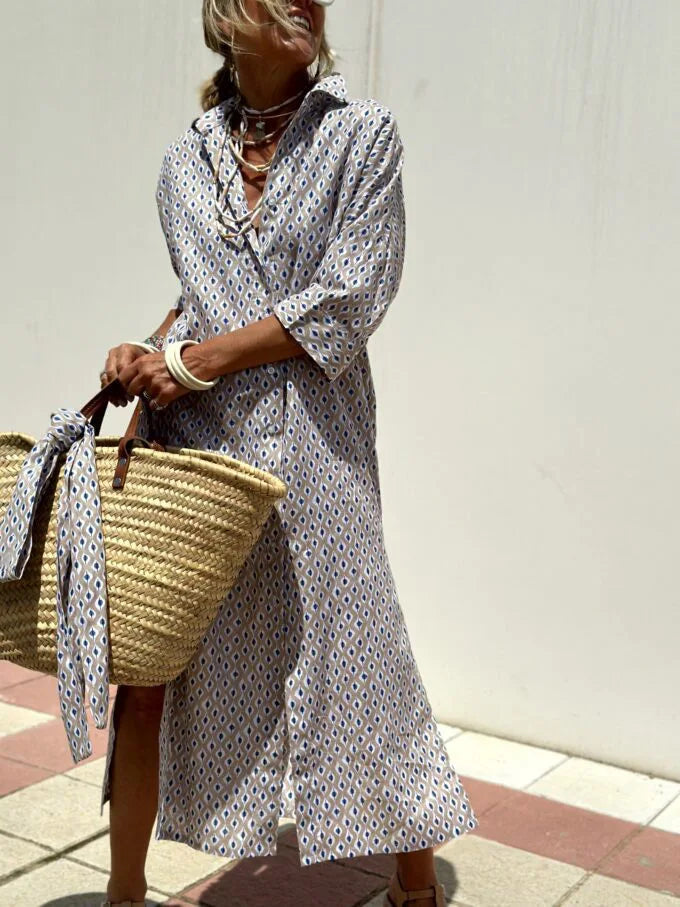 Célestine – Pure Elegance Striped Shirt Dress