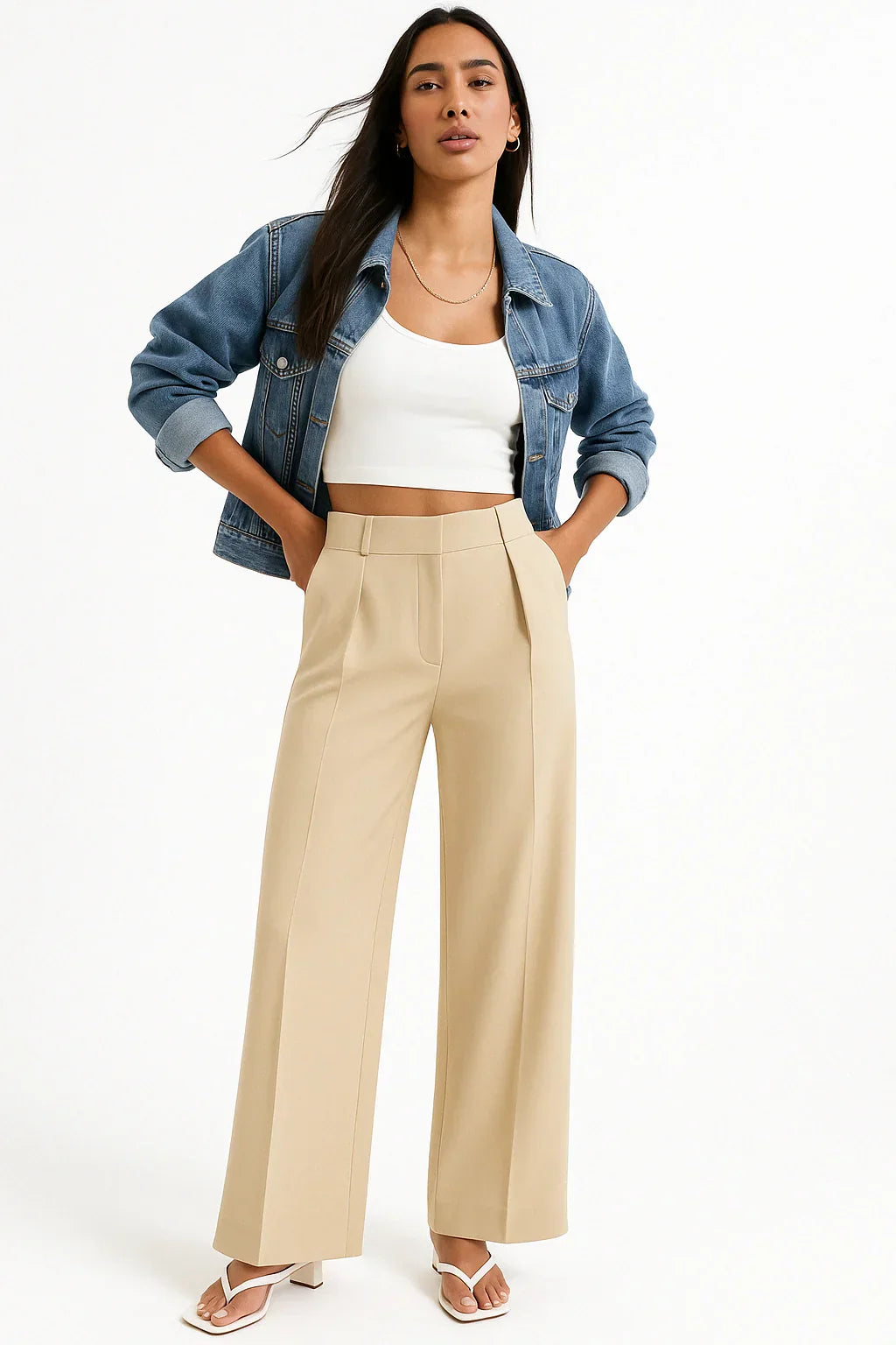 Anissa – High-Waisted Pleated Linen Pants