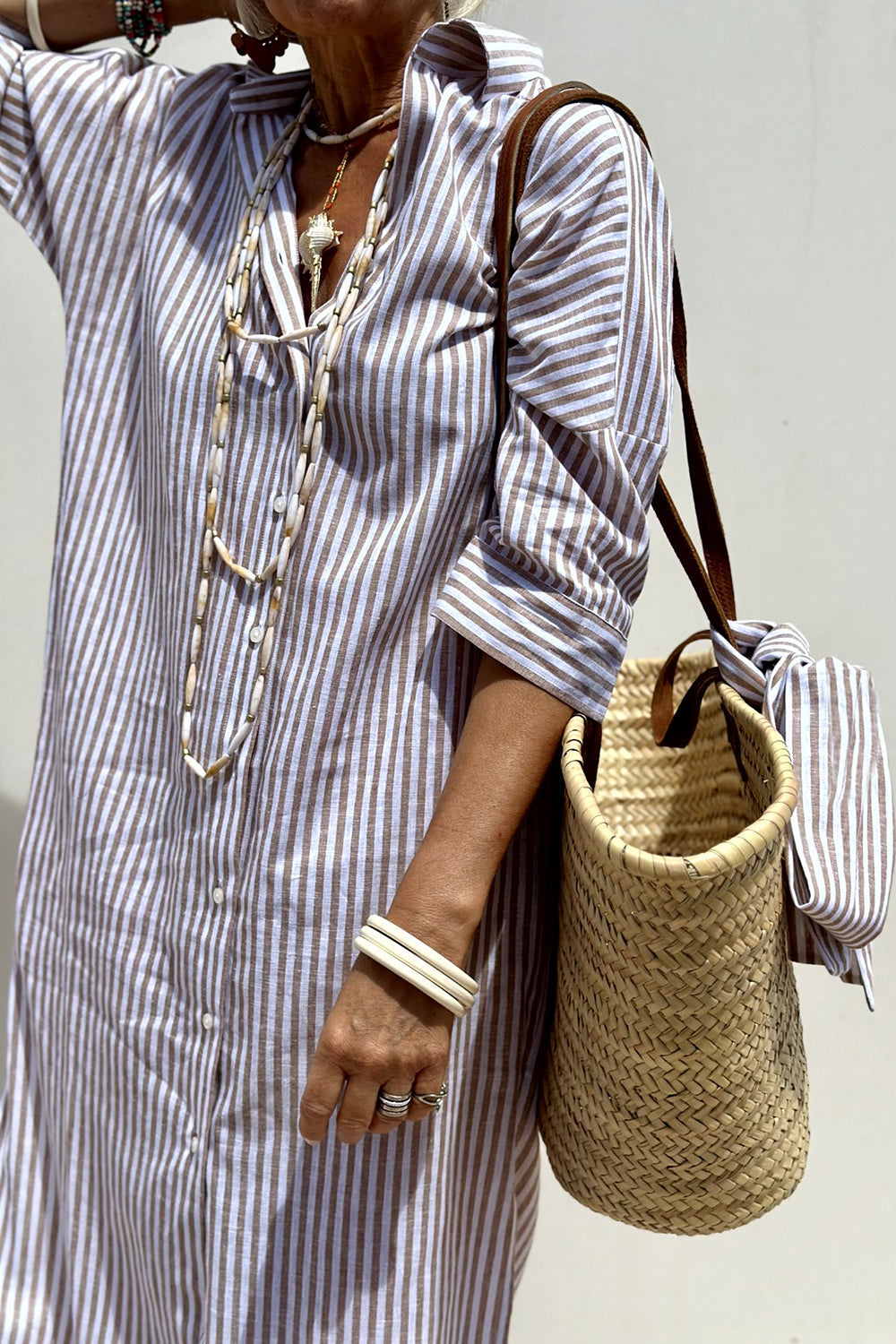 Célestine – Pure Elegance Striped Shirt Dress