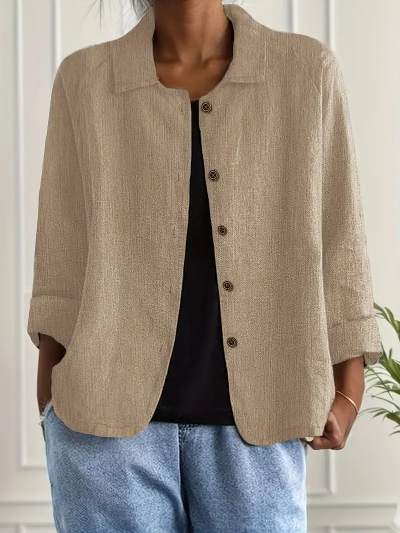 Rivella – Structured fabric shirt jacket with button placket