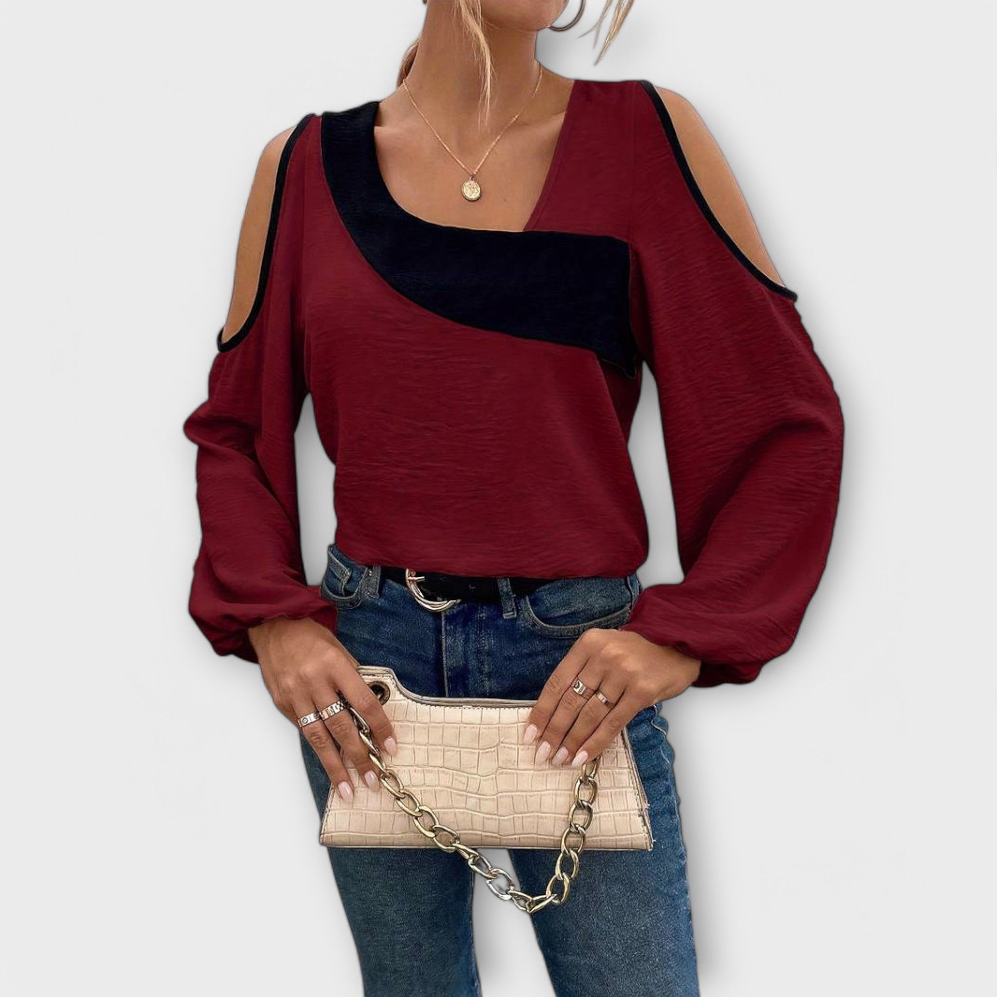 Séra | Two-tone blouse with square neckline
