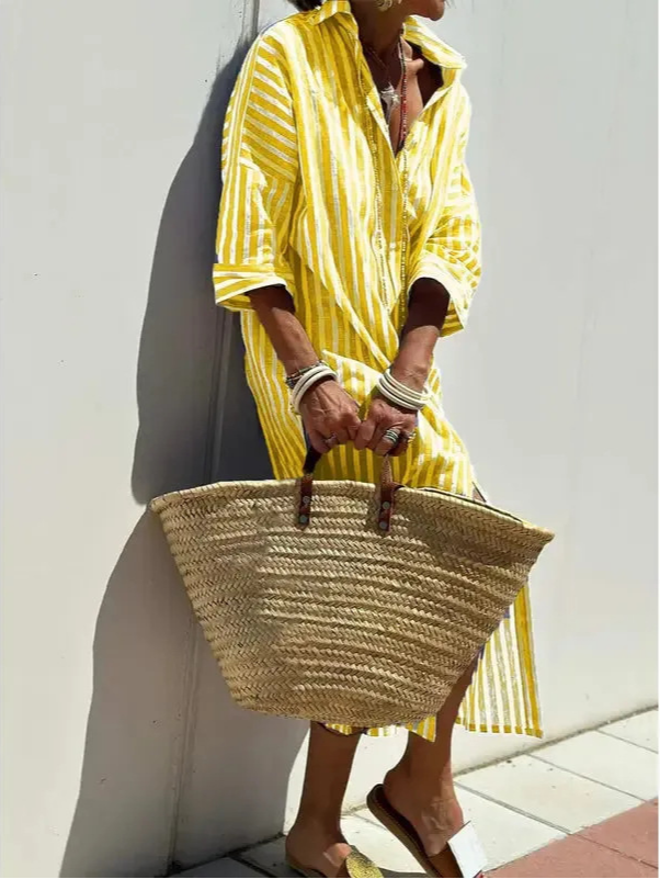 Célestine – Pure Elegance Striped Shirt Dress