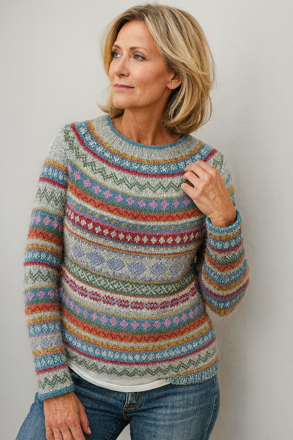 Soley - Multicolored Crew Neck Sweater