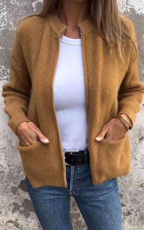 Marcia - Comfortable Zip Cardigan