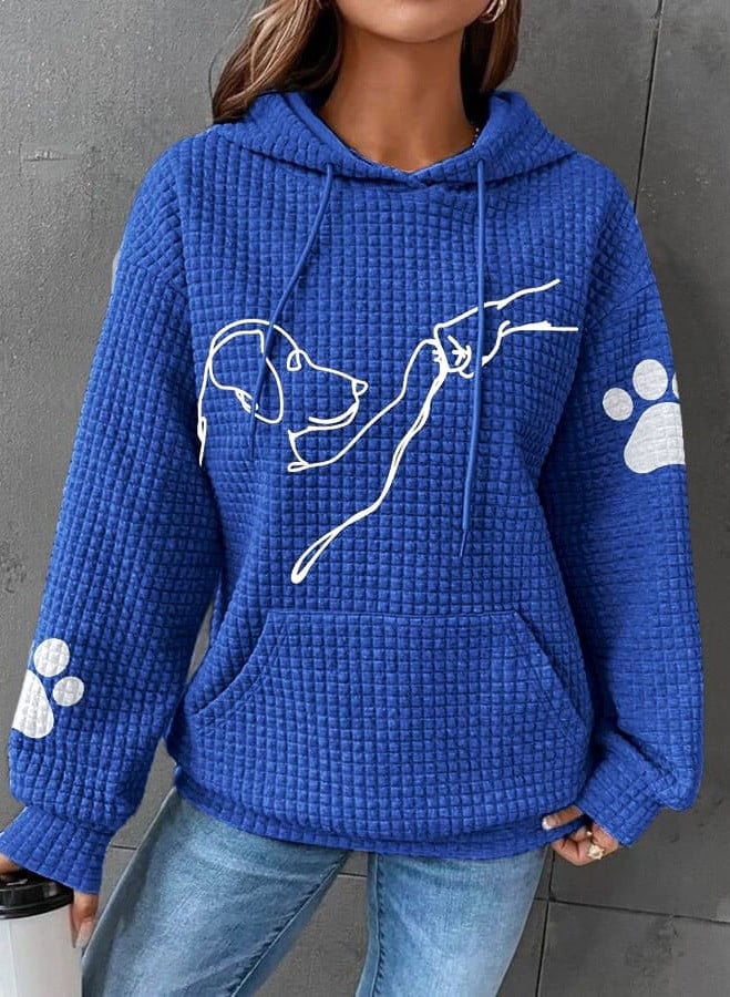 Betsy – Waffle Knit Hoodie with Paw Print