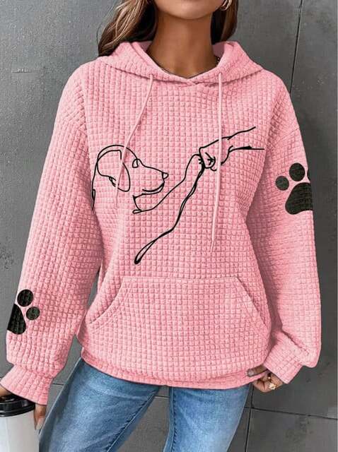 Betsy – Waffle Knit Hoodie with Paw Print