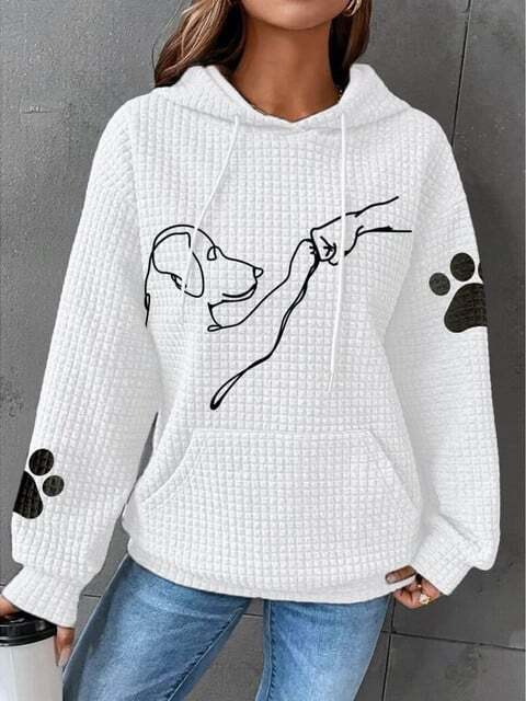 Betsy – Waffle Knit Hoodie with Paw Print