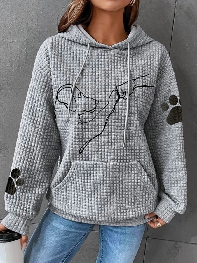 Betsy – Waffle Knit Hoodie with Paw Print