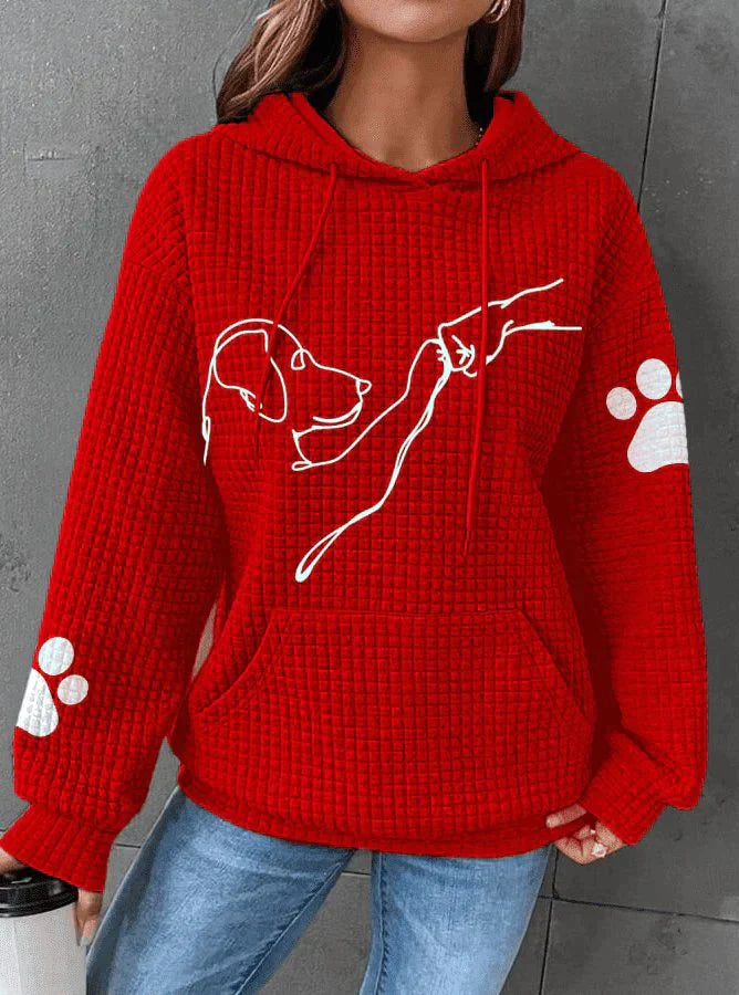Betsy – Waffle Knit Hoodie with Paw Print